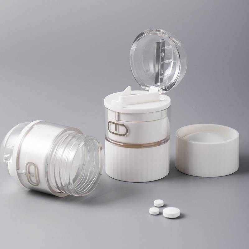 日式塑料切割研磨器 隨身攜帶藥物研磨器透明切藥片分裝盒