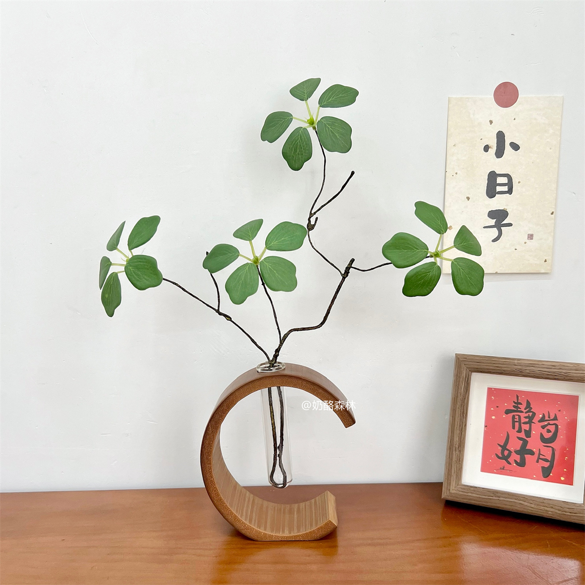 中式竹筒花瓶 創意吊鐘觀音蓮葉禪意花瓶 綠植水培