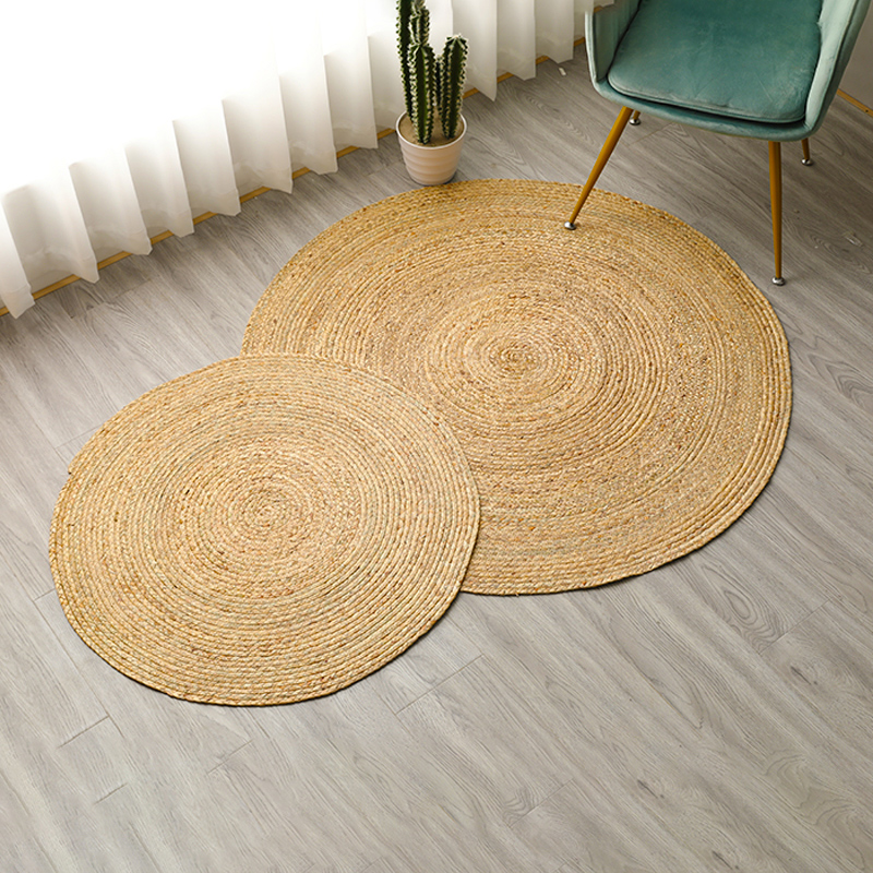 日式圓形蒲草編織榻榻米地墊 客廳茶几裝飾拍照用地毯