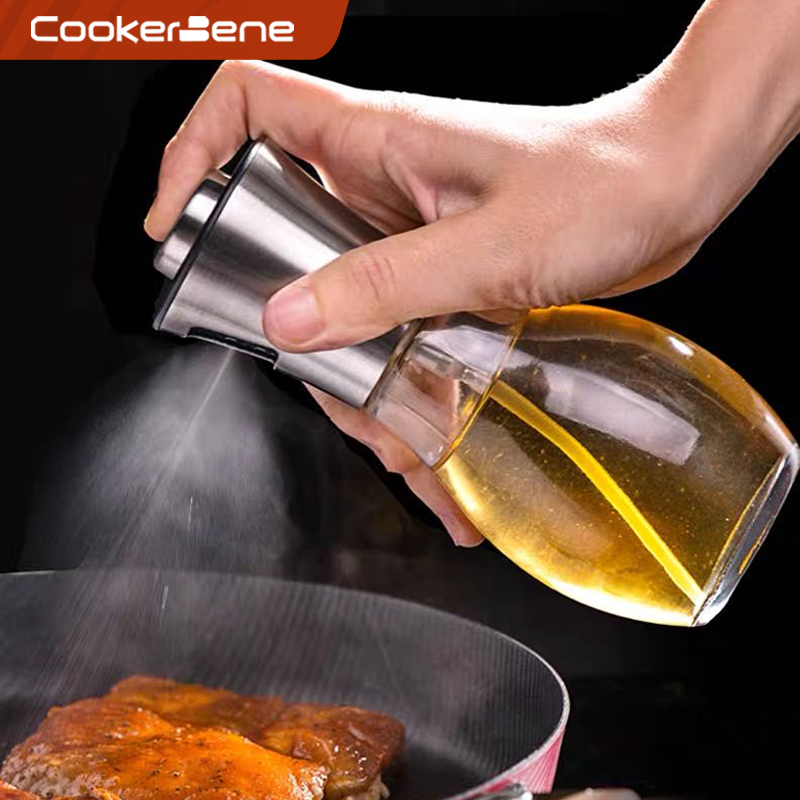 北歐風氣壓式噴油瓶 噴霧式 烤肉烹飪不鏽鋼玻璃油壺 (6.2折)