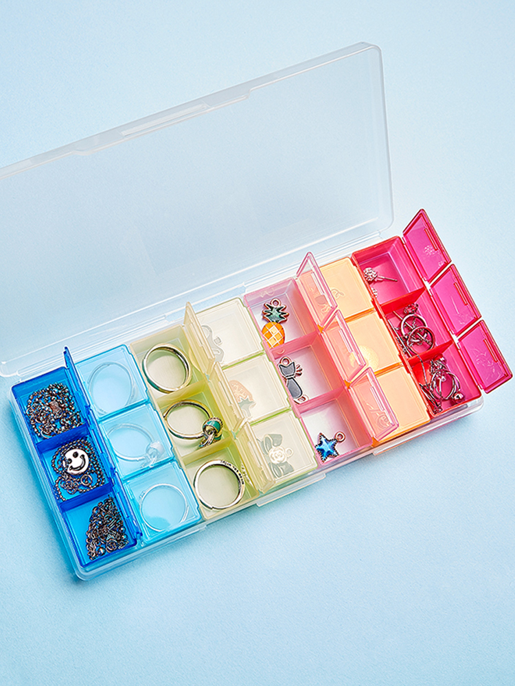 日本進口yamada藥盒創意隨身一週7天21格分裝收納小藥盒