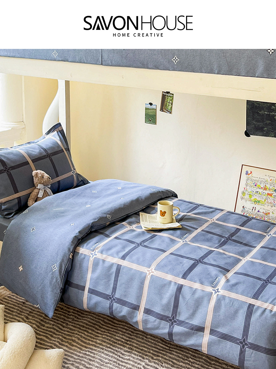 全新簡約學生宿舍大床罩全套單人床單被套被子床笠親膚棉三件組 (6.7折)