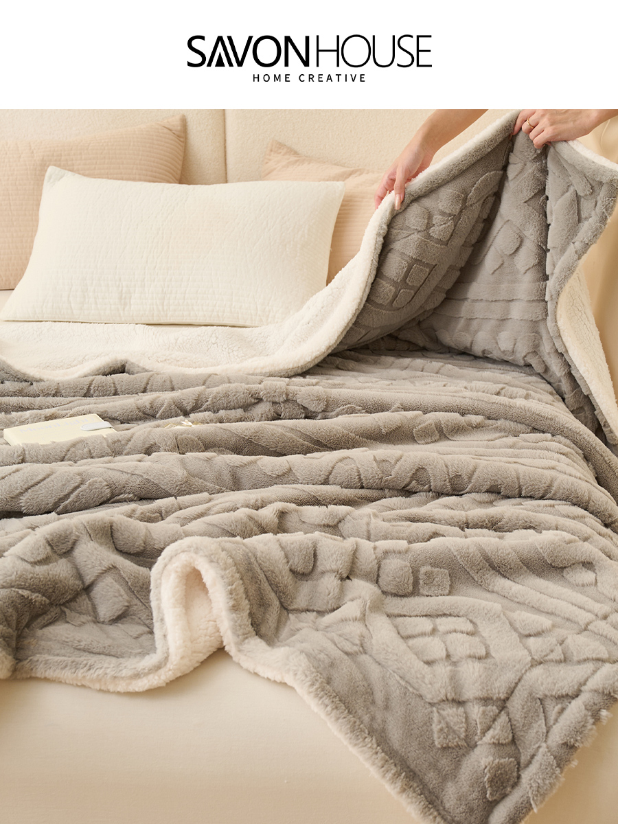 冬季加厚雙面絨毛沙發蓋毯珊瑚絨辦公室午休毯床用保暖毛毯