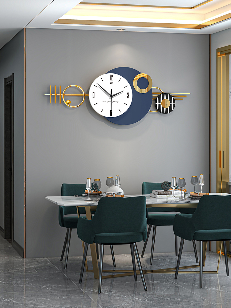 新中式掛鐘客廳創意大氣輕奢簡約現代家用餐廳鐘錶掛牆