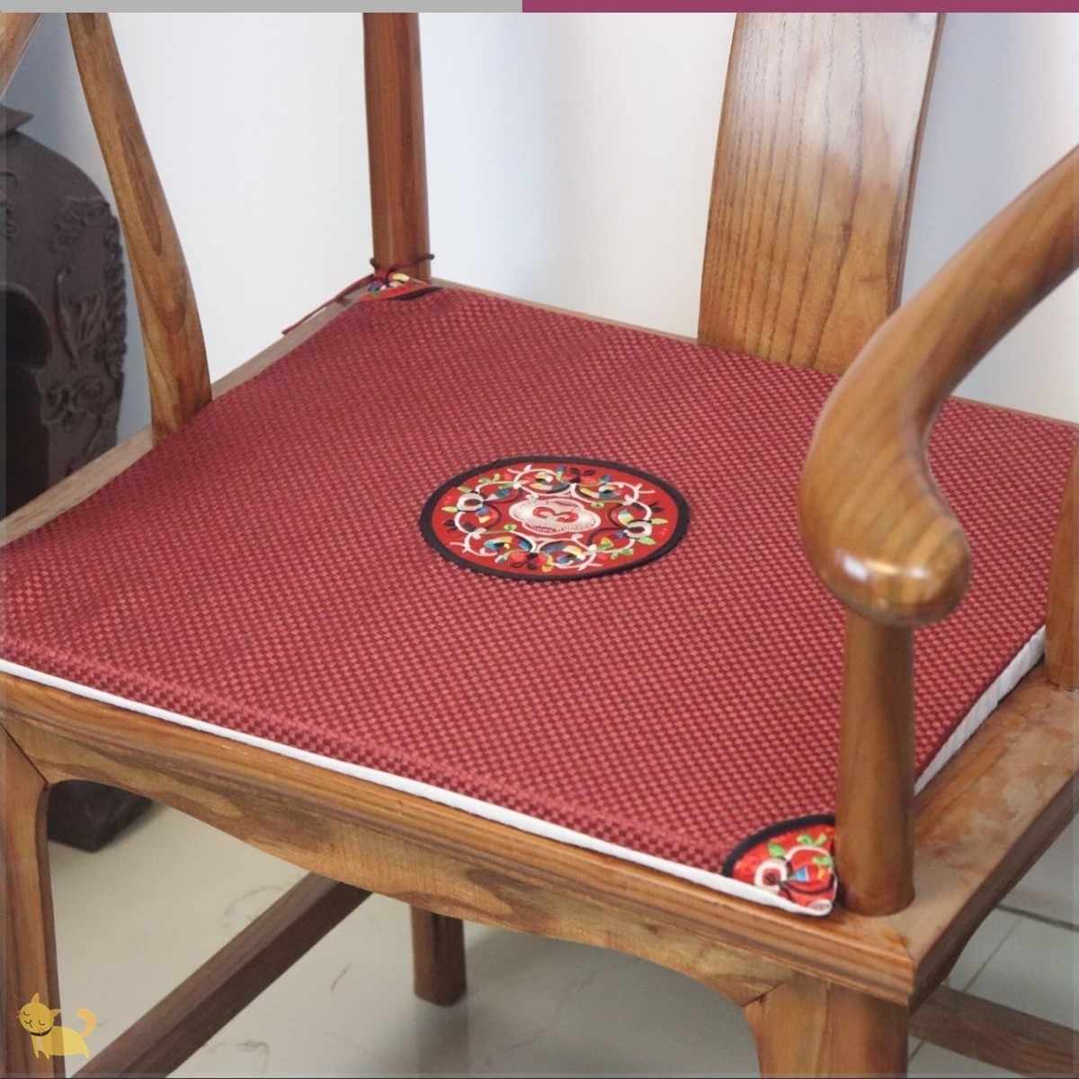 古典中式坐墊 紅木麻布新茶桌椅墊單人老式椅墊