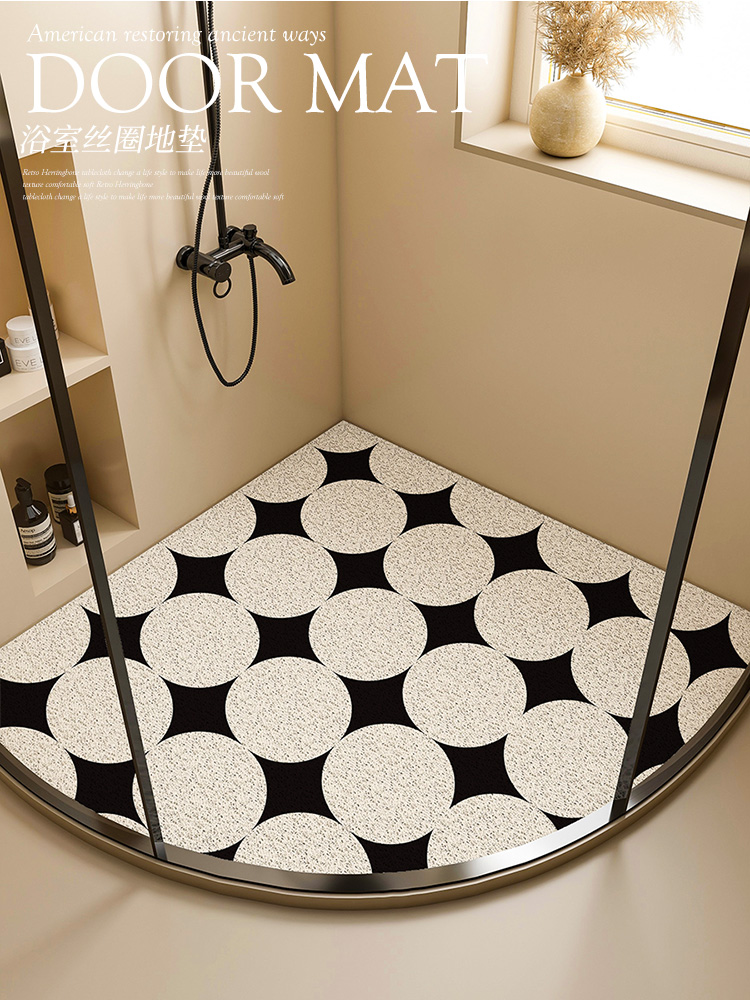 美式風格浴室淋浴房扇形地墊防滑防摔鏤空隔水適用衛浴空間