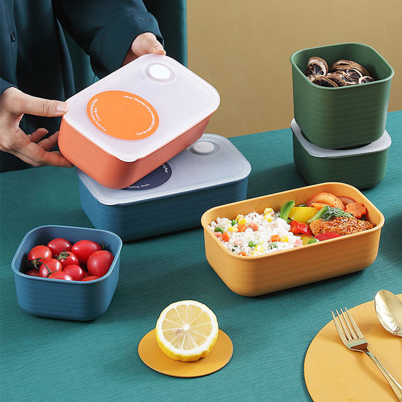 北歐風格塑料保鮮盒可微波爐加熱便當盒上班族帶蓋子早餐盒 (7.7折)