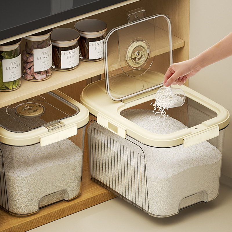家用米缸廚房密封透明按壓防蟲防潮儲存食品級麵粉穀物米箱米桶