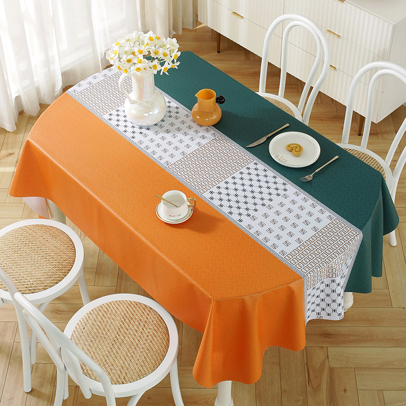 北歐風pvc餐桌布藝定製防油桌布 防水免洗防燙茶几橢圓形