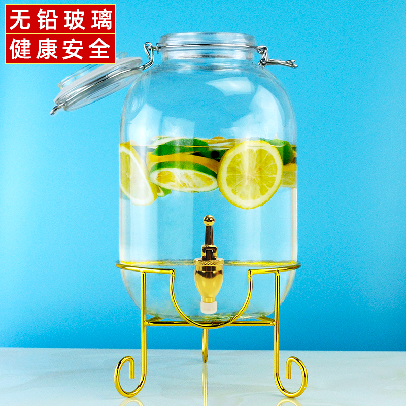 中式風格玻璃密封罐 5升容量 自製飲料桶多用途
