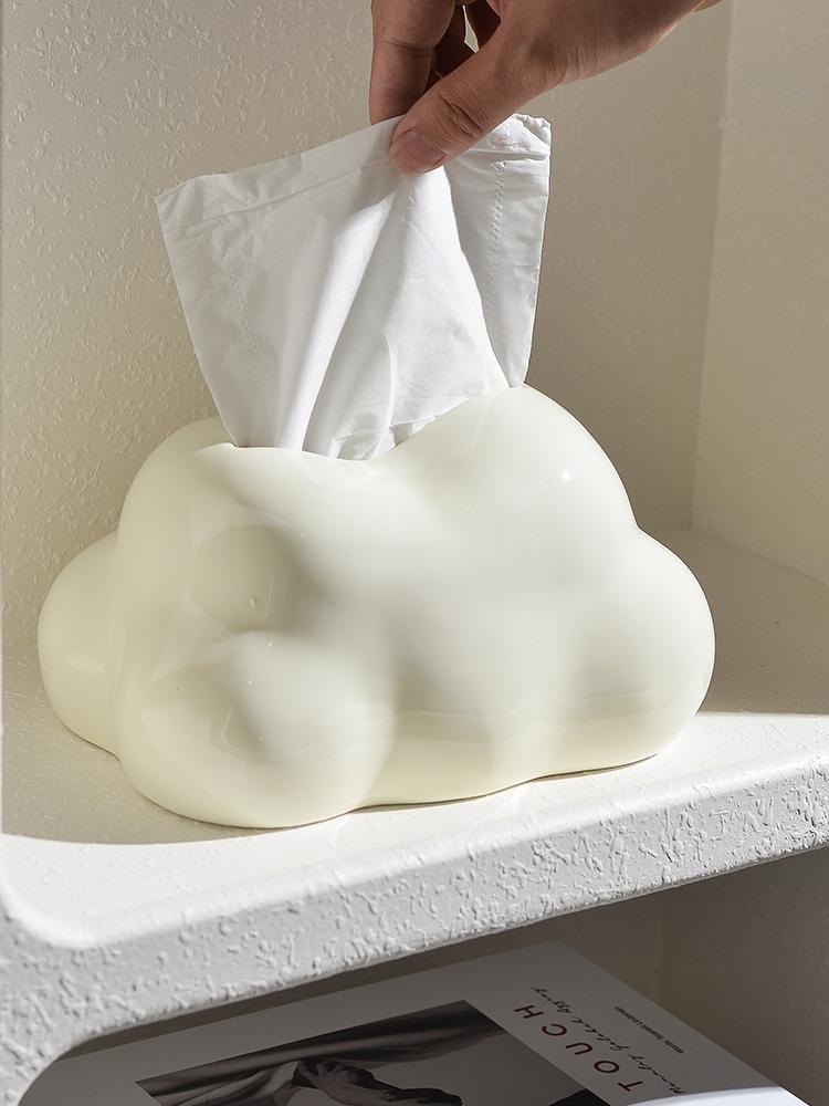 北歐簡約雲朵抽紙盒客廳桌面紙巾收納盒創意陶瓷紙巾盒 (4.3折)