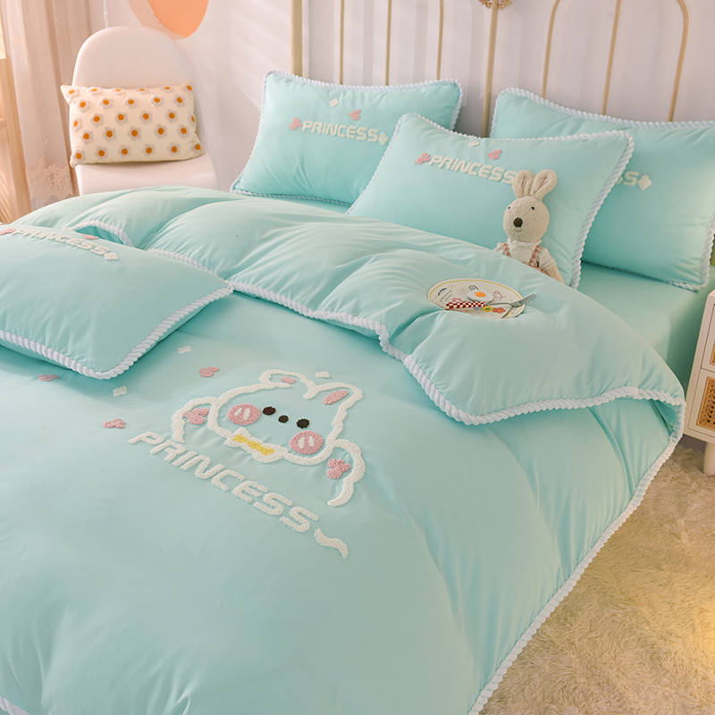 清新可愛風格學生宿舍床單四件套純棉材質舒適透氣北歐風格適合夏季使用