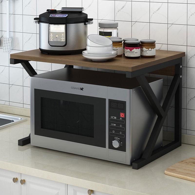 歐式風免打孔置物架 廚房3層多功能烤箱架子防鏽置物用品