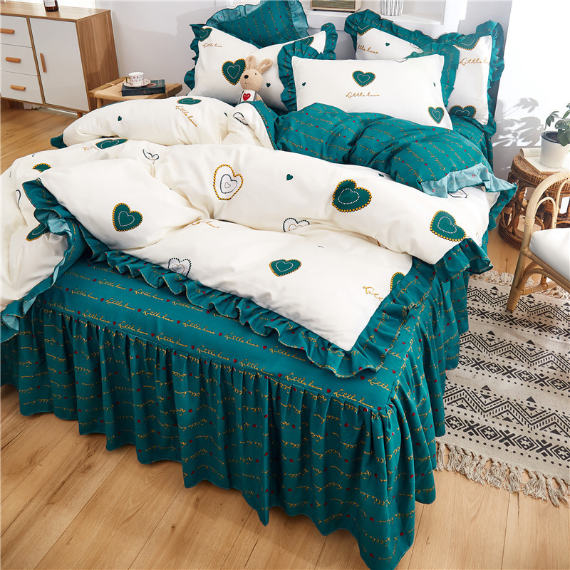 韓版公主風四件套床裙床上用品加厚磨毛設計溫暖舒適點綴房間風格