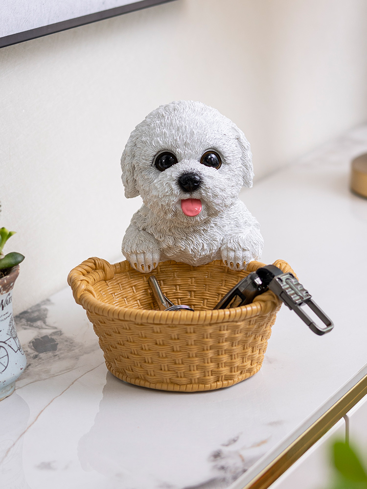 美式原創風格狗狗抓籃創意裝飾擺件 適合擺放在玄關收納鑰匙