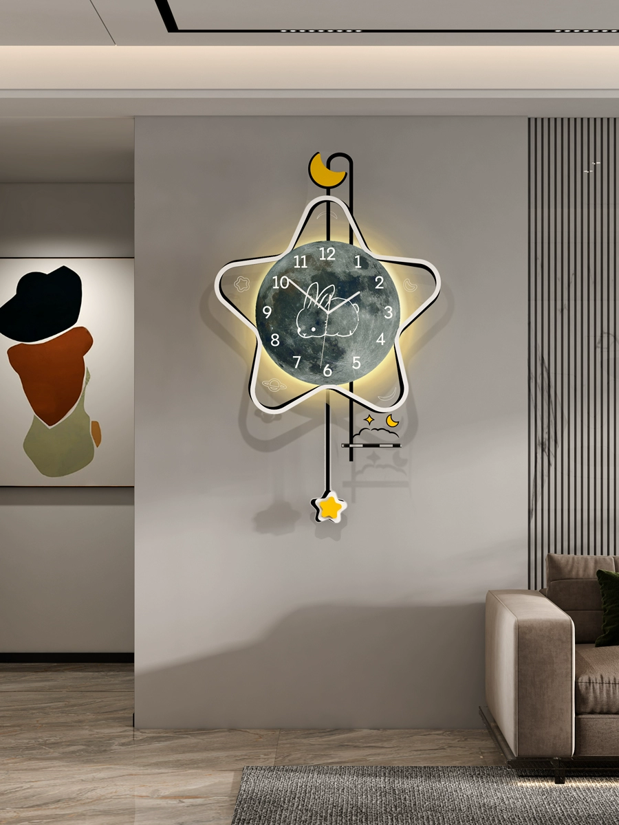 客廳家用簡約現代異形掛鐘2023新款石英鐘創意靜音時鐘畫