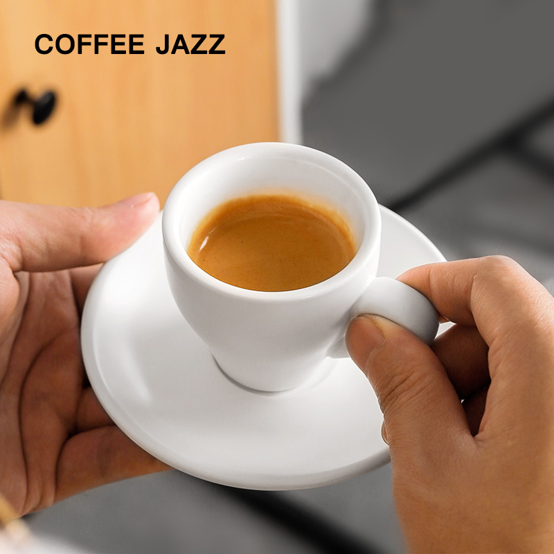 COFFEE JAZZ歐式風簡約陶瓷咖啡杯配碟套裝80毫升可選顏色 (8.3折)