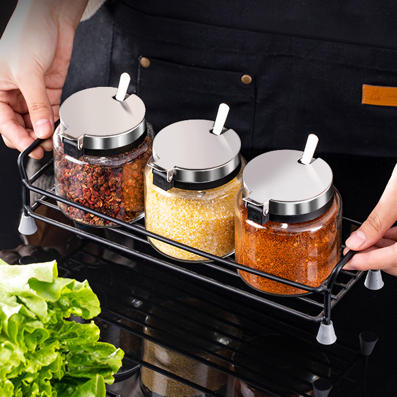 簡約時尚玻璃調味罐套組廚房收納好幫手讓料理更添儀式感