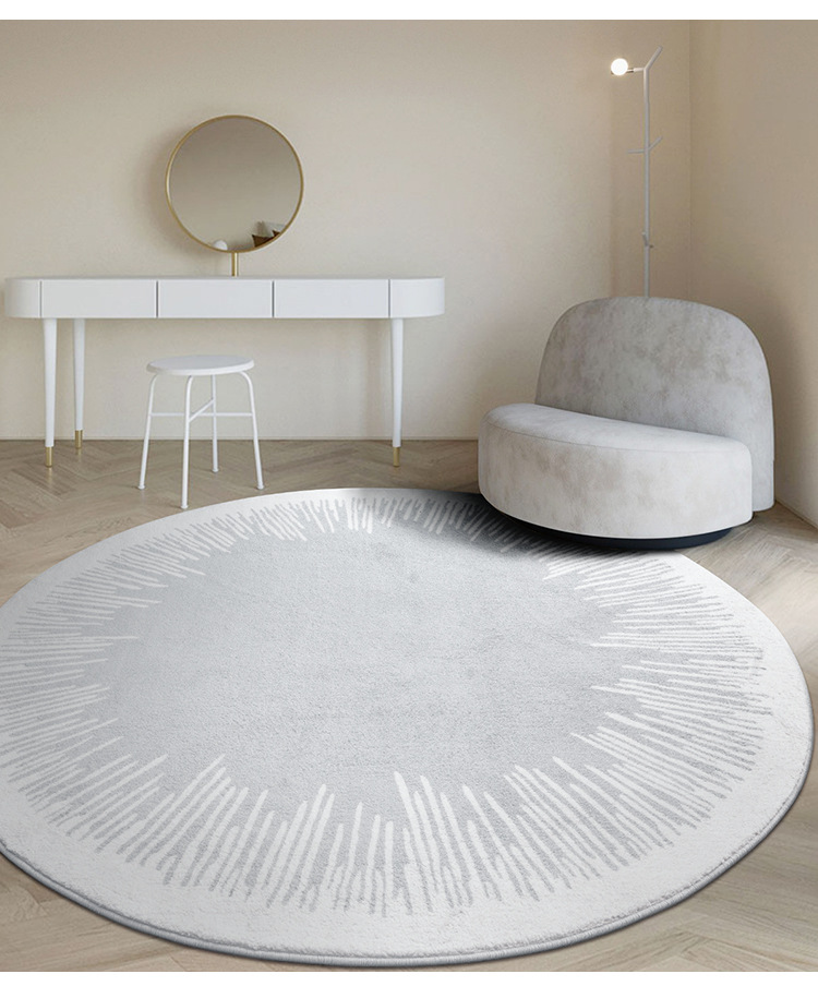 現代北歐風格仿羊絨地毯圓形設計適合臥室書房客廳擺放