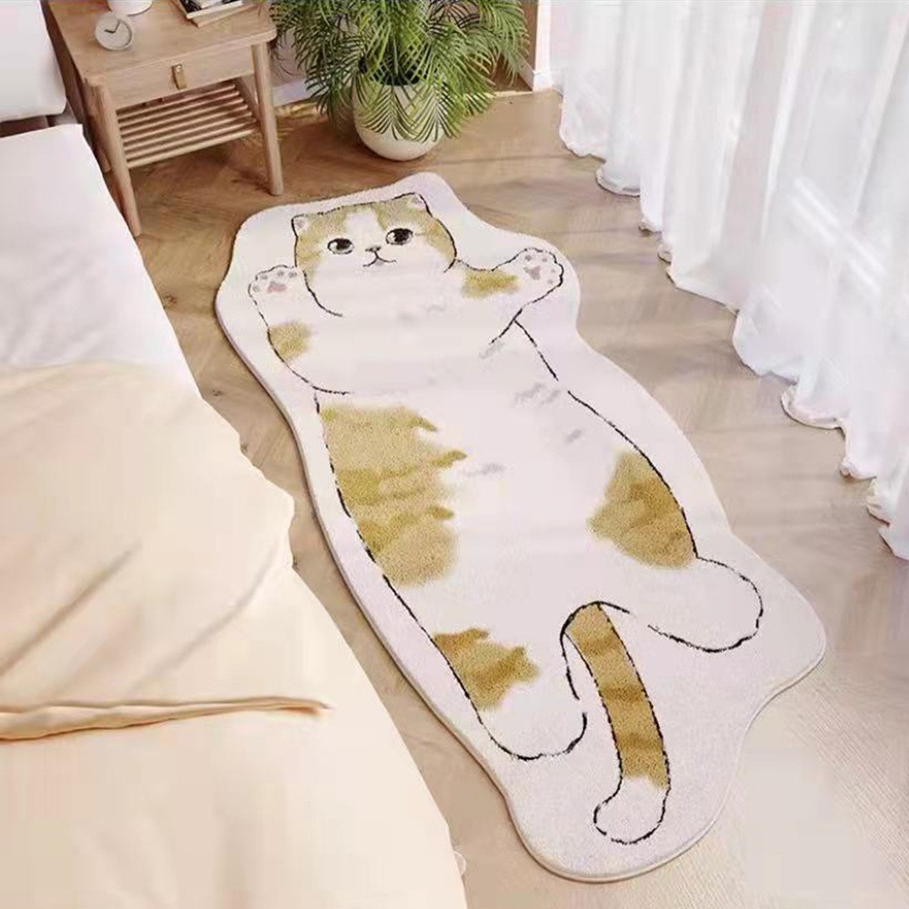 田園風格時尚地毯防滑耐髒適用臥室客廳貓咪圖案少女最愛