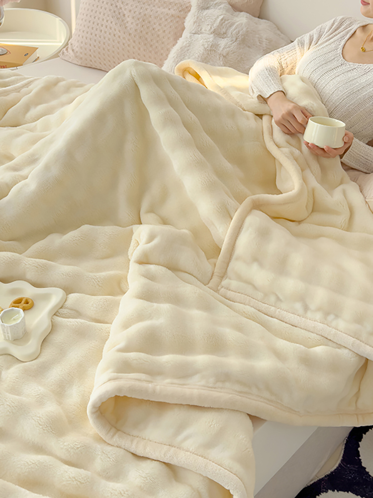 加厚牛奶絨毯 舒適的睡眠或午睡毛毯 適用於辦公室或臥室