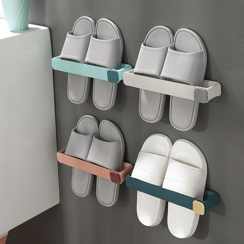 日式風格浴室拖鞋置物架 免p打孔掛壁式鞋架多層節省空間置物衛生間掛鉤