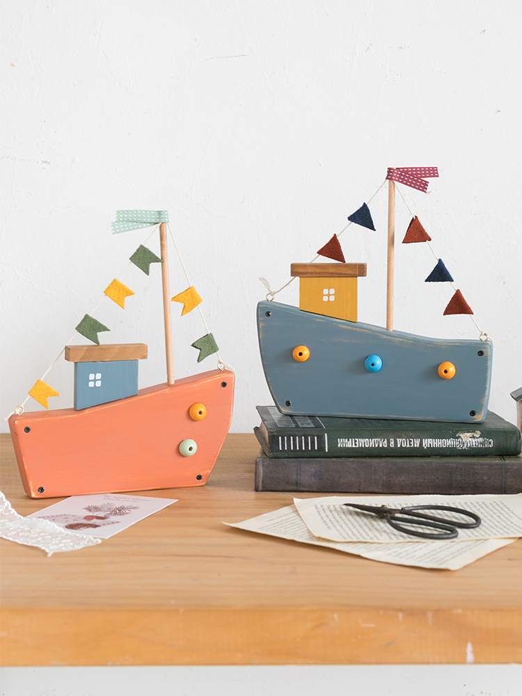 北歐風創意木質小帆船擺飾 裝飾兒童房客廳書桌 (8.3折)