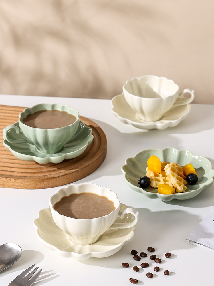 法式優雅精緻花型咖啡杯碟套裝享受中古下午茶時光