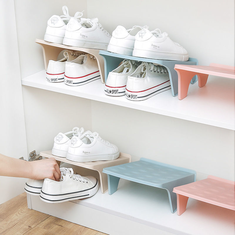 北歐風格雙層塑料收納鞋架簡約大方節省空間可放多種鞋子提升居家質感
