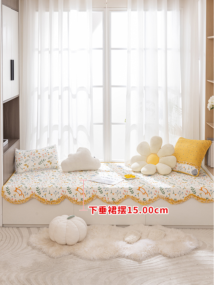 韓式斜紋純棉田園風飄窗墊坐墊沙發墊防滑多尺寸