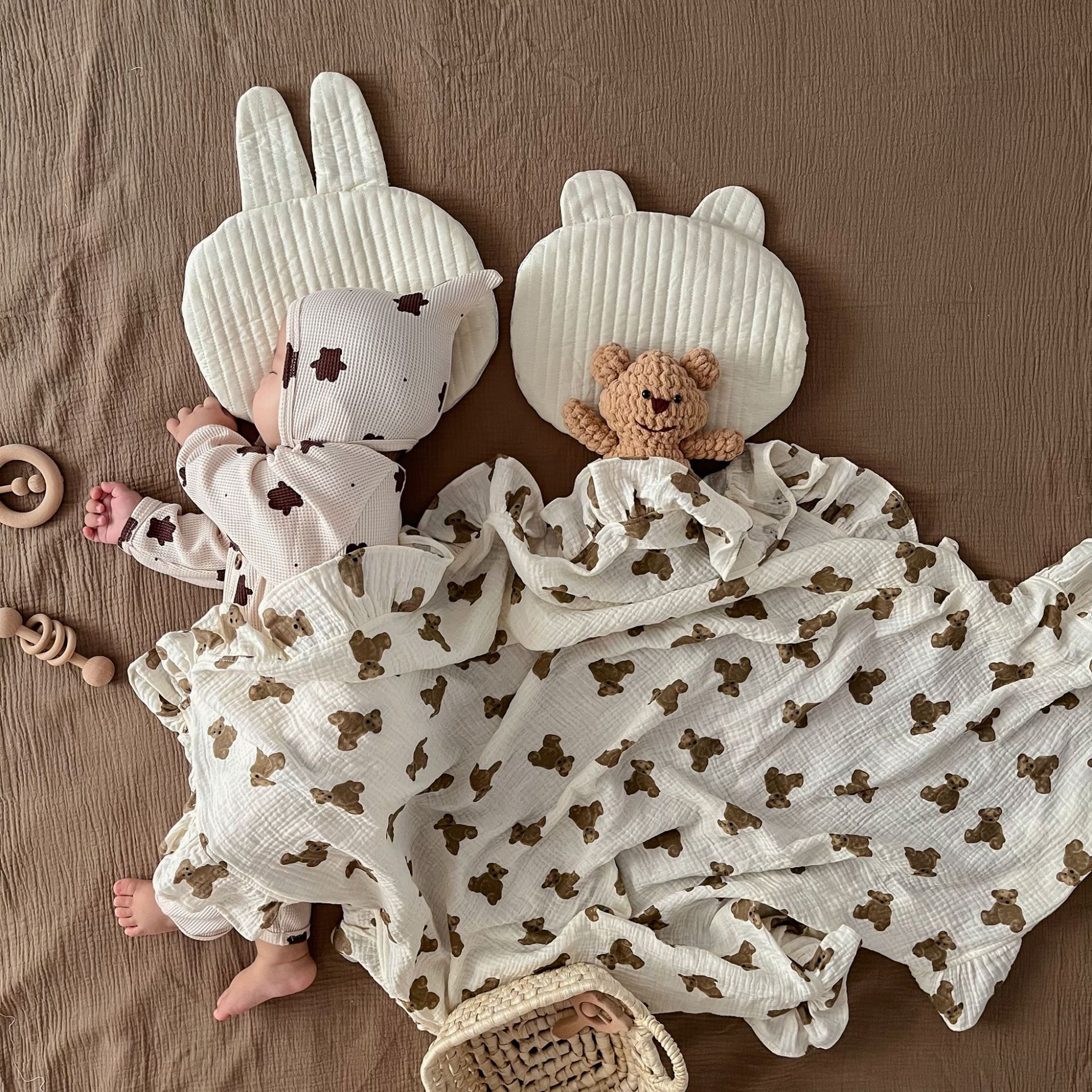 歐式卡通小熊棉紗蓋毯 溫暖舒適 沙發臥室兒童房