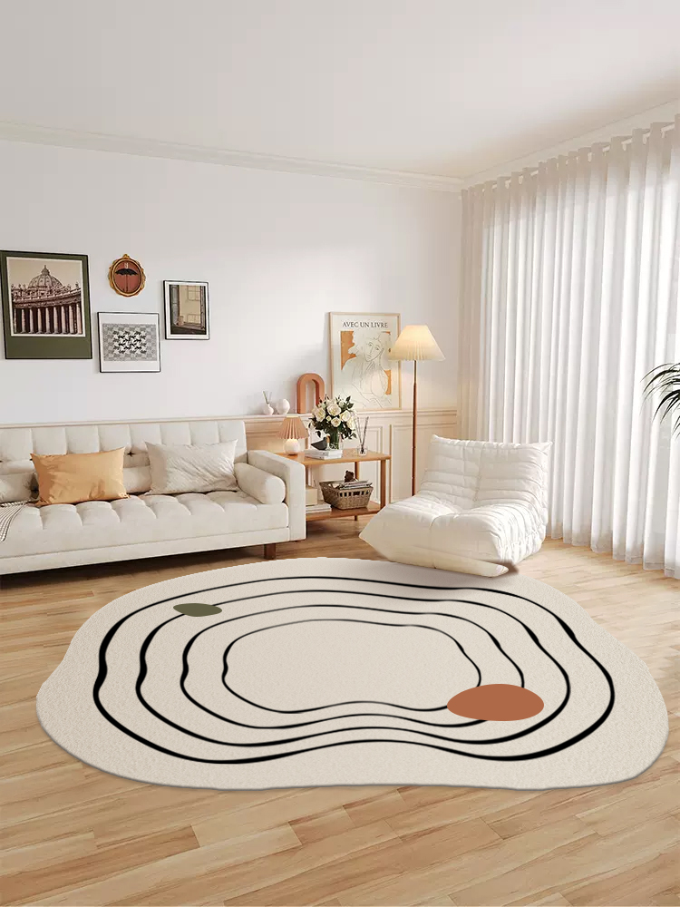 不規則客廳地毯ins奶油風高級輕奢異形沙發茶几臥室地墊子
