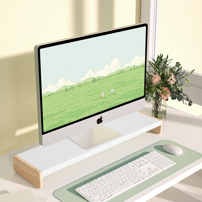 簡約ins風木質顯示器增高架電腦桌收納架實木鍵盤置物架提升桌面空間多色可選