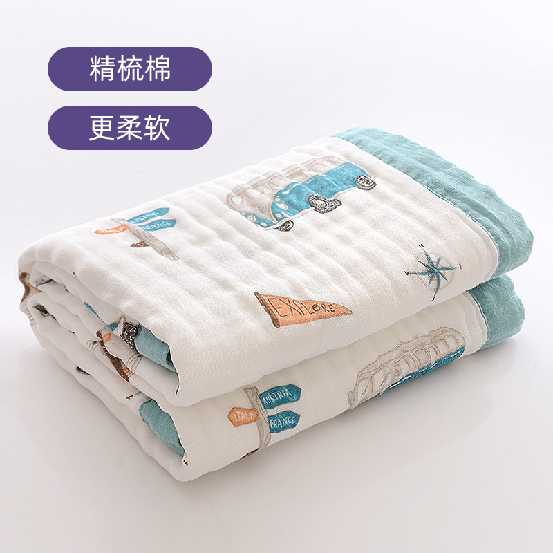 嬰兒浴巾超軟純棉全棉紗布6層初生專用寬邊吸水