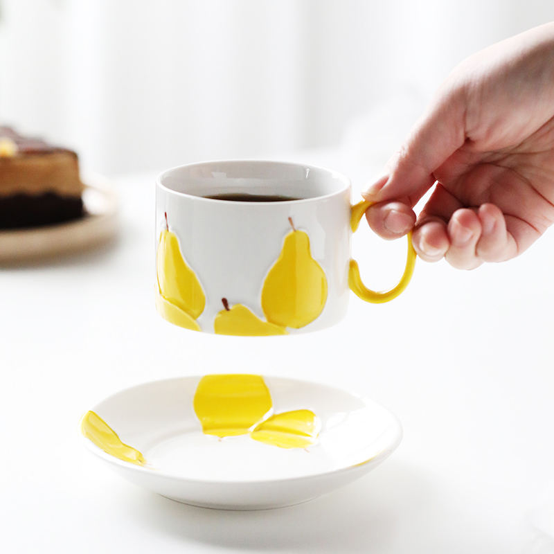 梨子造型陶瓷咖啡杯碟 英式下午茶杯 韓式小清新