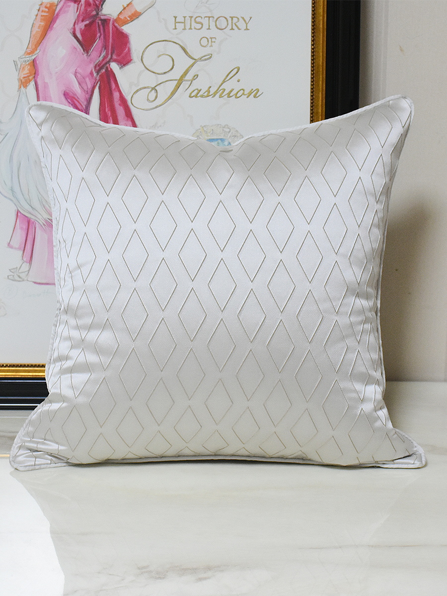 銀灰色菱形簡約現代床上靠枕樣板間軟裝靠包抱枕