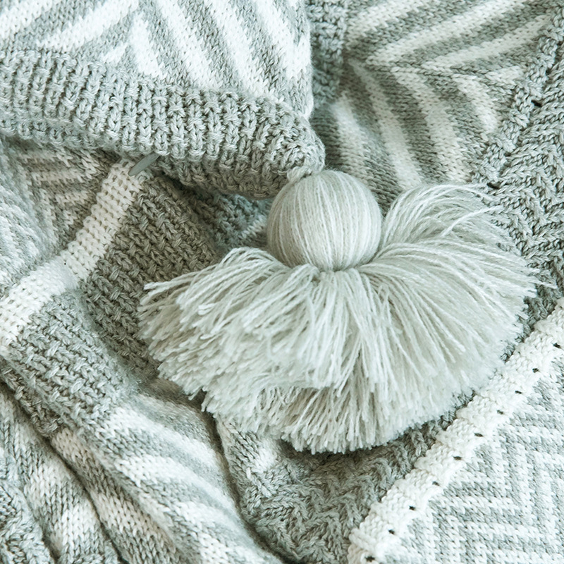 北歐美式提花針織絨毯四季適用優質全棉材質柔軟舒適幾何圖案提升家居質感