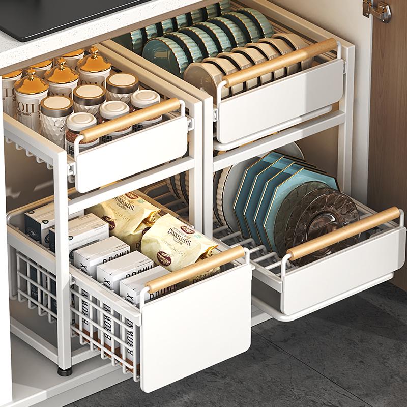 北歐風金屬置地式櫃內置物架 廚房分層碗碟瀝水收納架
