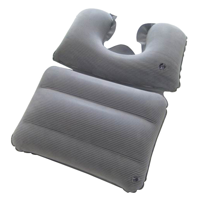 舒適蓬鬆充氣枕頭 三件套旅行必備品 充氣植絨枕頭