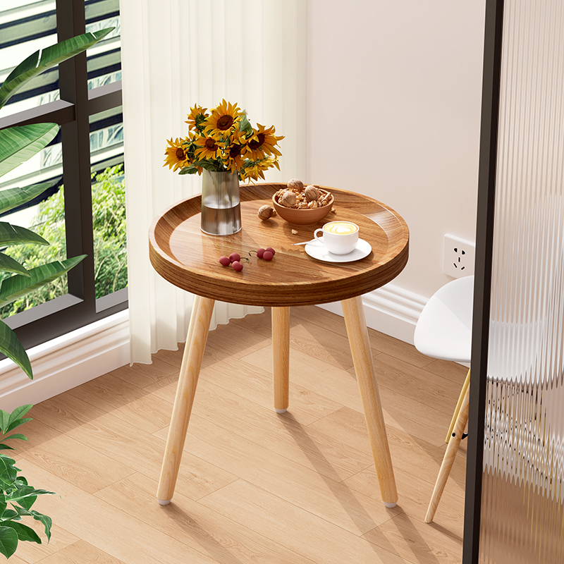 網紅圓桌茶几簡約時尚實木材質適合客廳陽臺臥室使用多種尺寸可選滿足您的不同需求