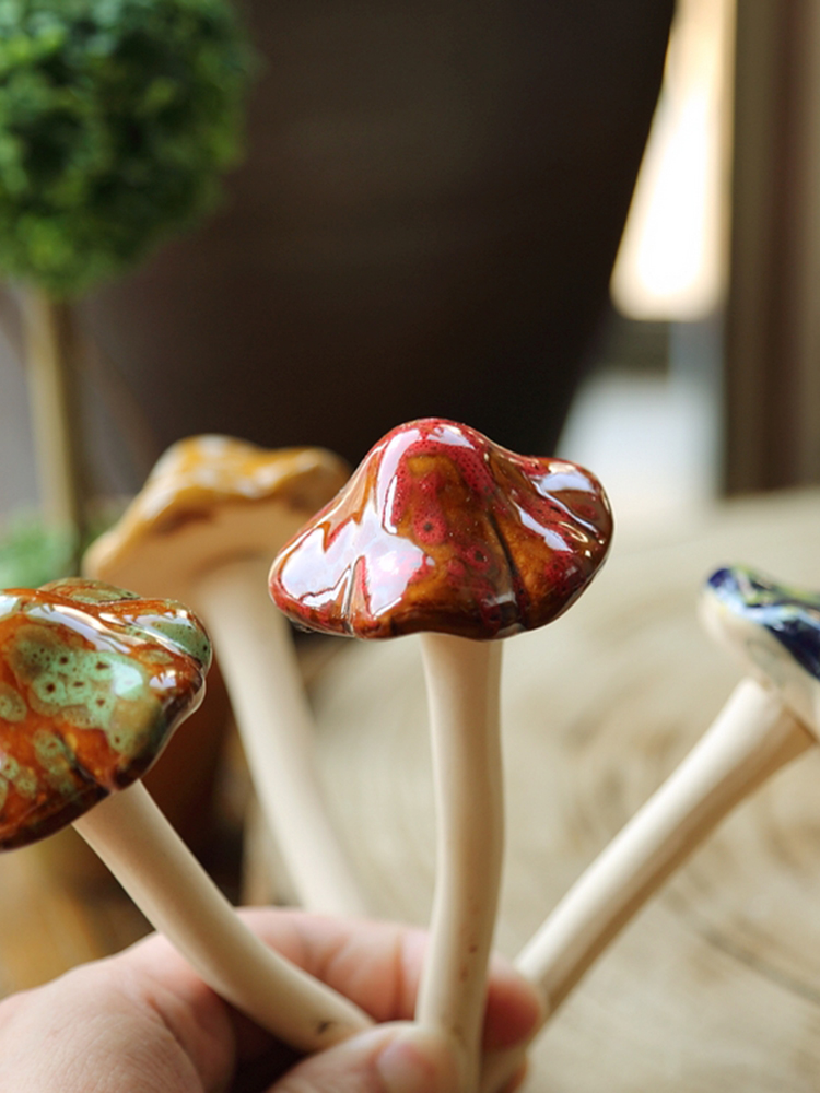 可愛陶瓷蘑菇花盆裝飾品庭院擺件戶外花園陽臺草坪裝飾工藝品 (8.3折)