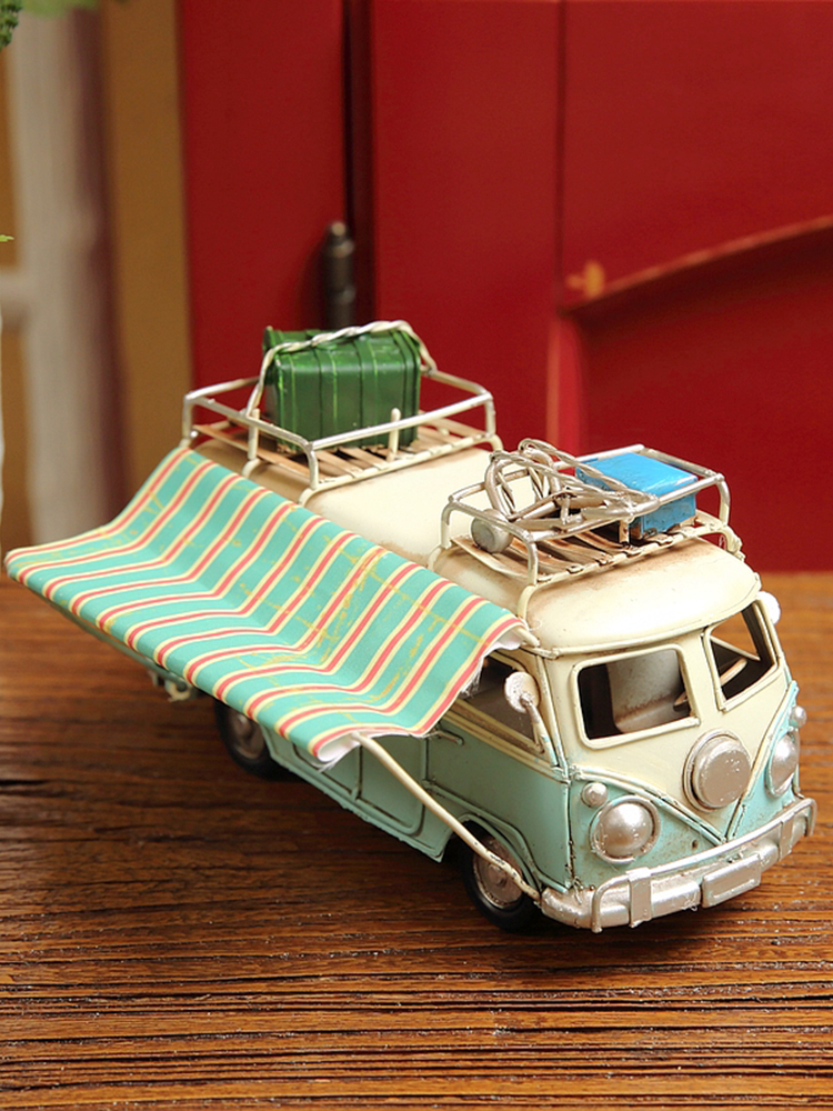 懷舊家居書房裝飾品鐵製旅遊巴士老爺車模型展現歐式風格 (8.3折)