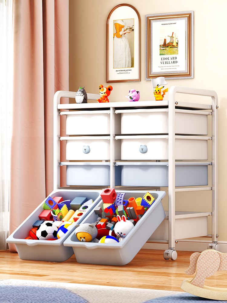 超萌卡通兒童玩具置物架客廳儲物櫃抽屜式塑料新生兒寶寶整理零食書架 (8.3折)