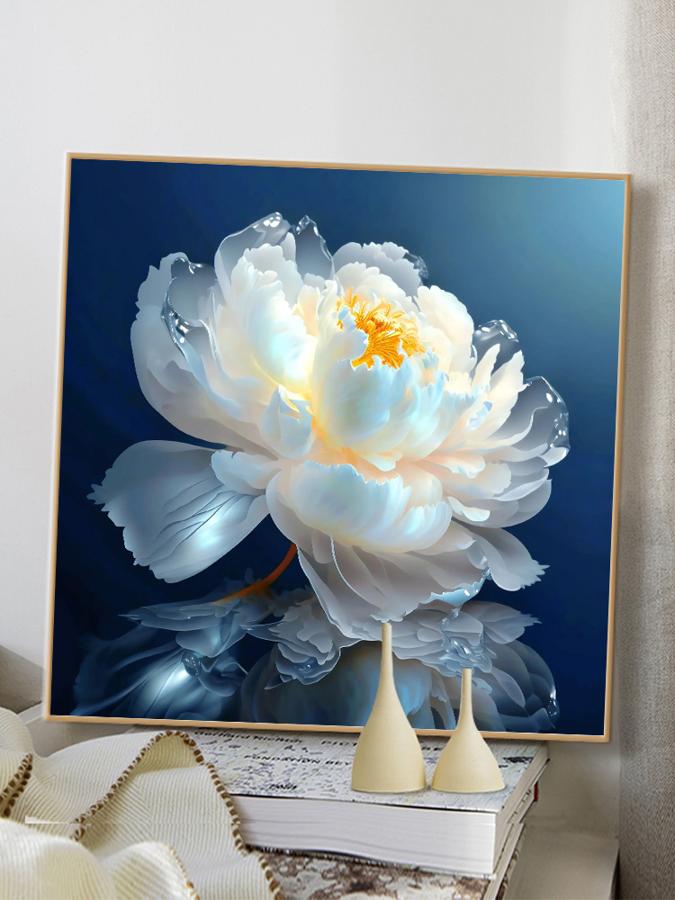 牡丹花卉數字油畫diy手繪手工治癒減壓裝飾畫含diy套裝丙烯顏料護眼畫板