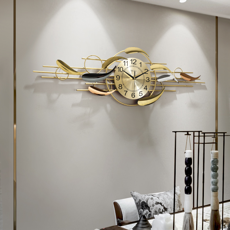 新中式輕奢掛鐘客廳家用靜音石英鐘九魚臨門創意個性餐廳裝飾時鐘