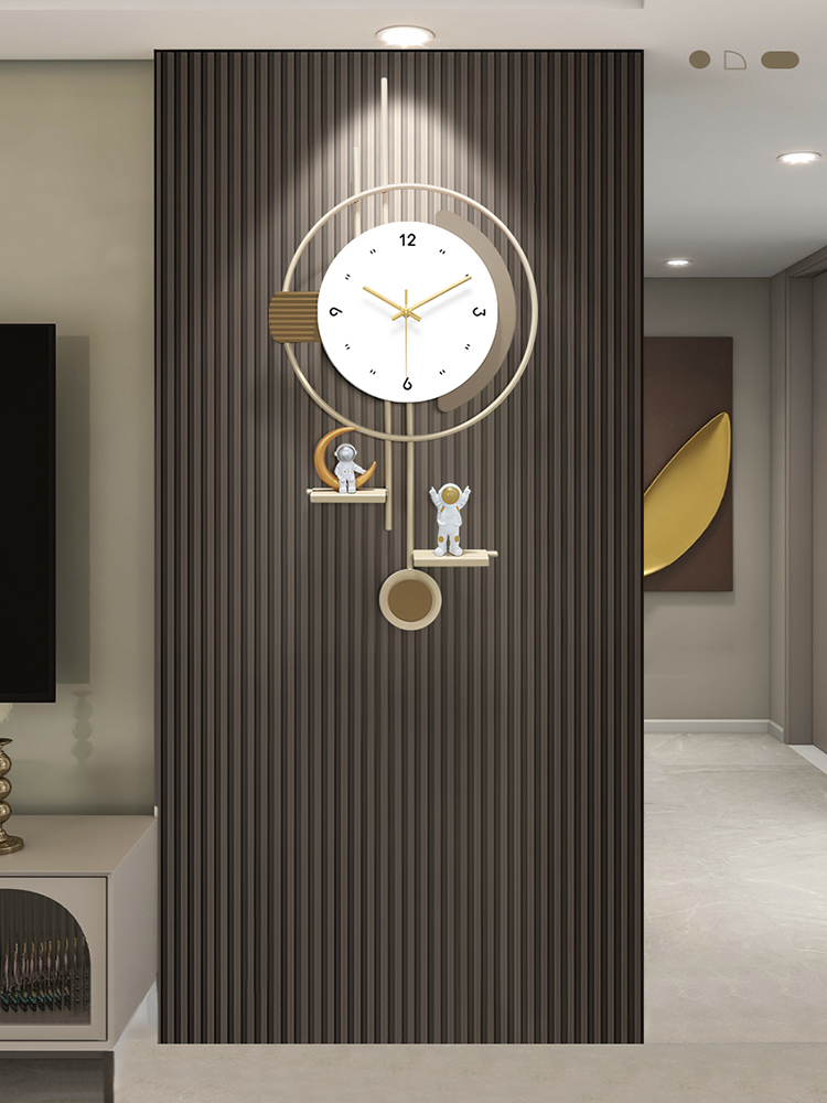 掛牆創意藝術時鐘 奶油風大氣掛鐘客廳免打孔網紅裝飾鐘錶