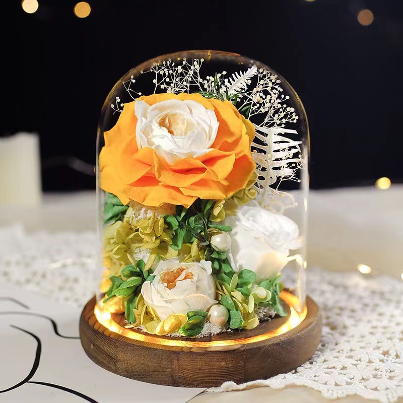 永生花玫瑰玻璃罩擺飾 獨特設計 送禮佳品 愛意表達 (3.5折)