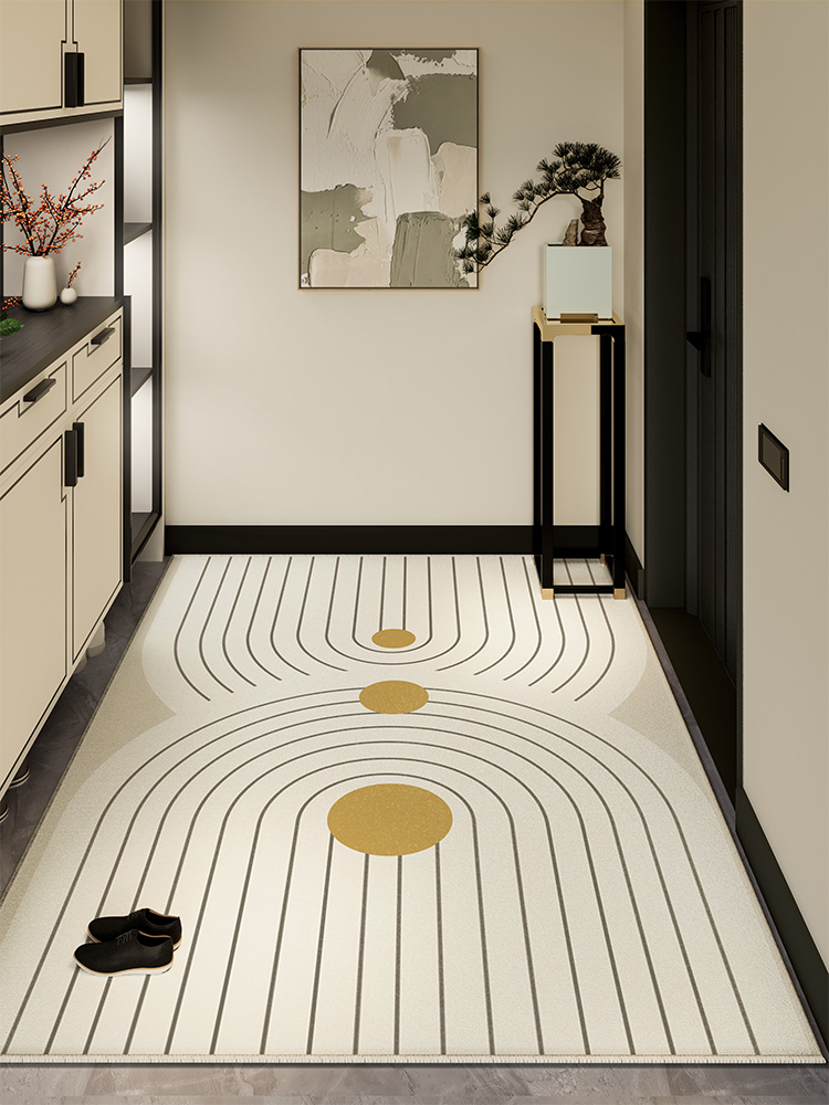 輕奢舒適進門地毯 防水防滑可擦玄關地墊 現代簡約風格