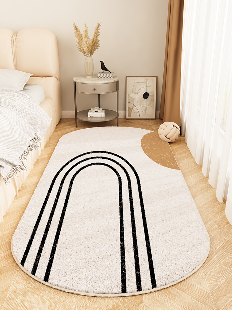 現代簡約風格混紡地毯可機洗可手洗適用臥室客廳等多種場景