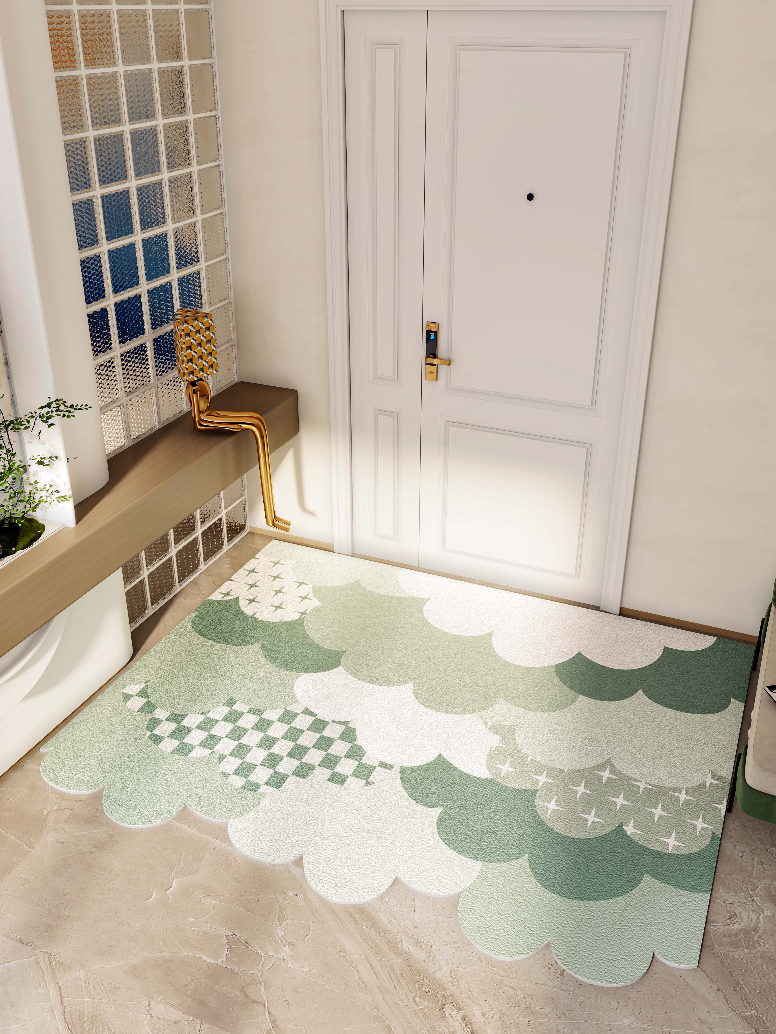 居家玄關地墊 簡約現代風格 門廳地毯 皮革材質 可擦免洗 腳踏墊